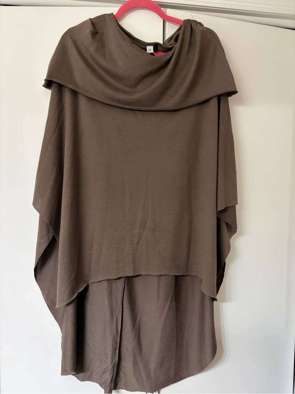Lightweight Hooded Poncho Shrug in Taupe - Picture 3 of 5